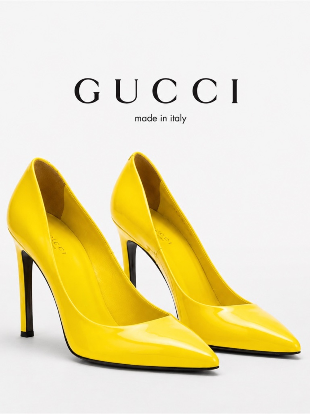 Gucci Yellow Patent Leather Pumps Heels Size 37 Y2K